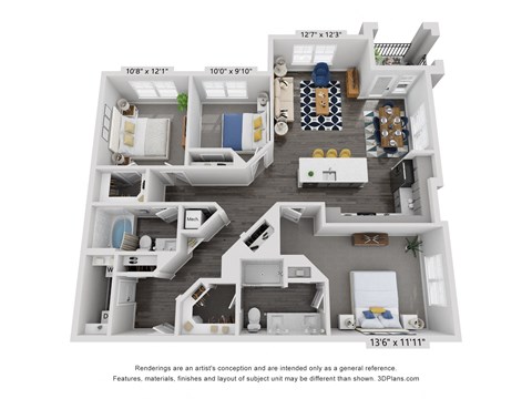 a 1 bedroom floorplan is shown in this illustration